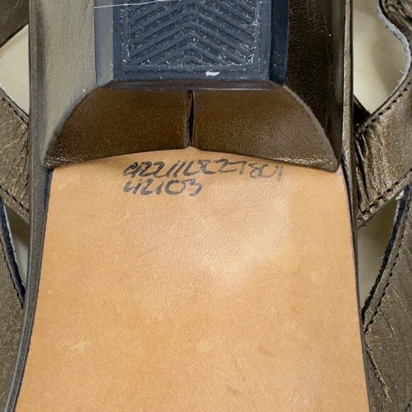 Amalfi Bronze Vintage Italian Leather Strappy Slingback Low Heel Sandals Sz 10AA - Picture 9 of 9